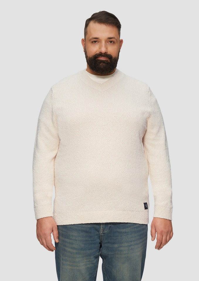 s.Oliver Strickpullover Strukturierter Baumwollpullover mit V-Ausschnitt Logo s.Oliver Strickpullover Strukturierter Baumwollpullover mit V-Ausschnitt Logo von s.Oliver