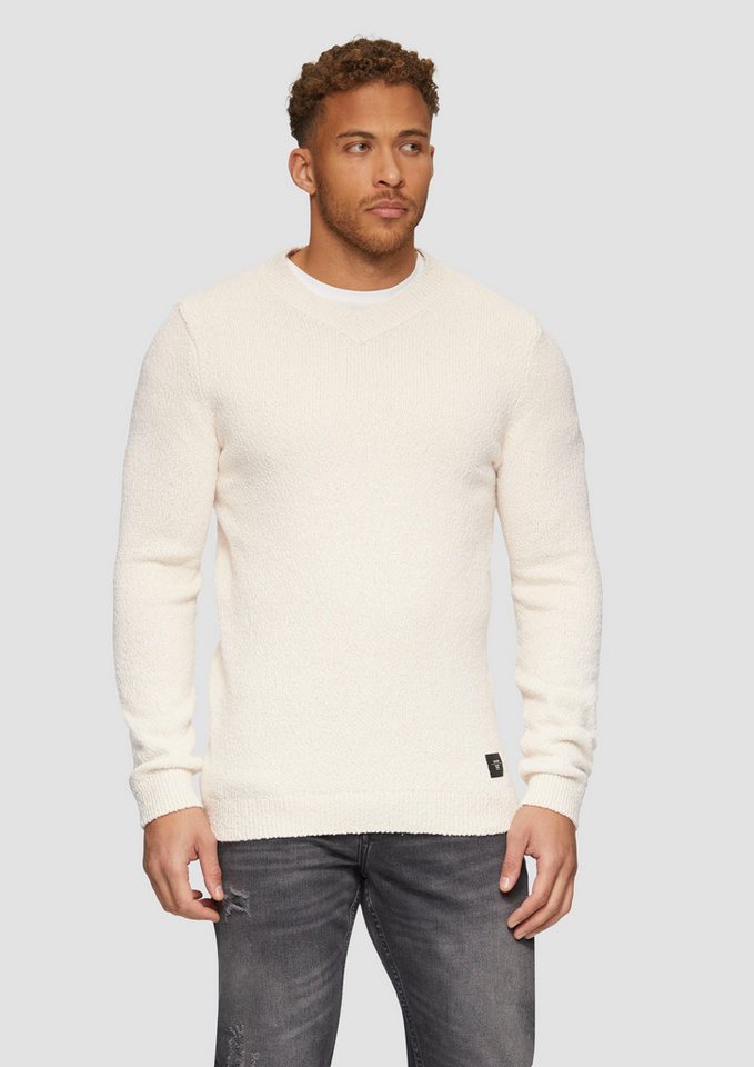s.Oliver Strickpullover Strukturierter Baumwollpullover mit V-Ausschnitt Rippblende von s.Oliver
