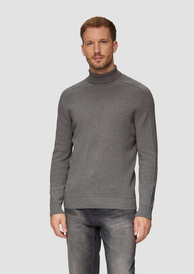 s.Oliver Strickpullover Strukturierter Rollkragenpullover mit Naht-Details Rippblende von s.Oliver
