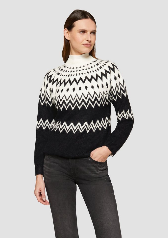 s.Oliver Strickpullover Weihnachtspullover aus Baumwollmix Artwork von s.Oliver