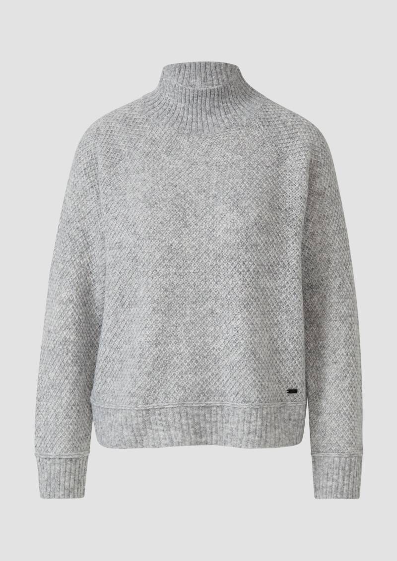 s.Oliver - Weicher Wollmix-Strickpullover mit Stehkragen, Damen, grau von s.Oliver