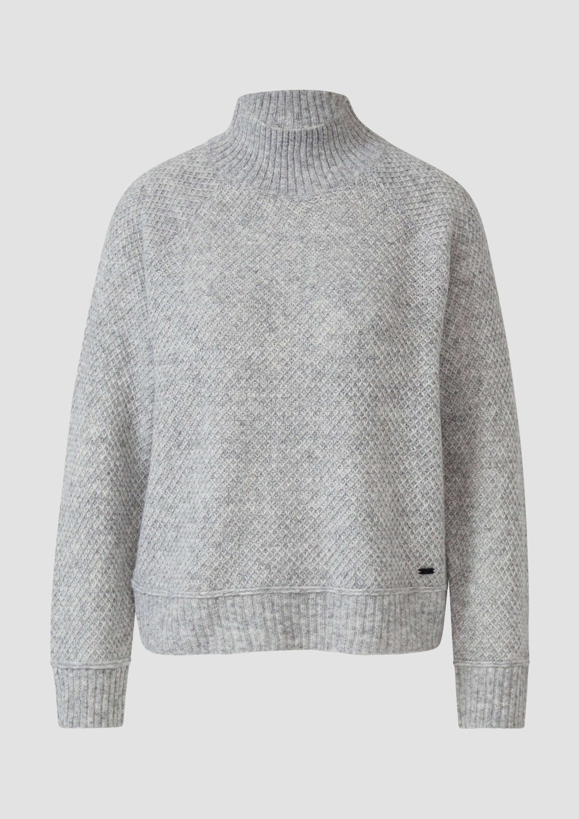 s.Oliver - Weicher Wollmix-Strickpullover mit Stehkragen, Damen, grau von s.Oliver