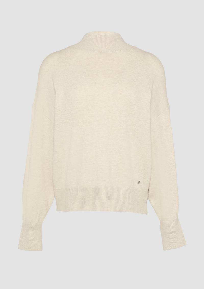 s.Oliver - Strickpullover im Relaxed Fit mit Stehkragen, Damen, Beige von s.Oliver