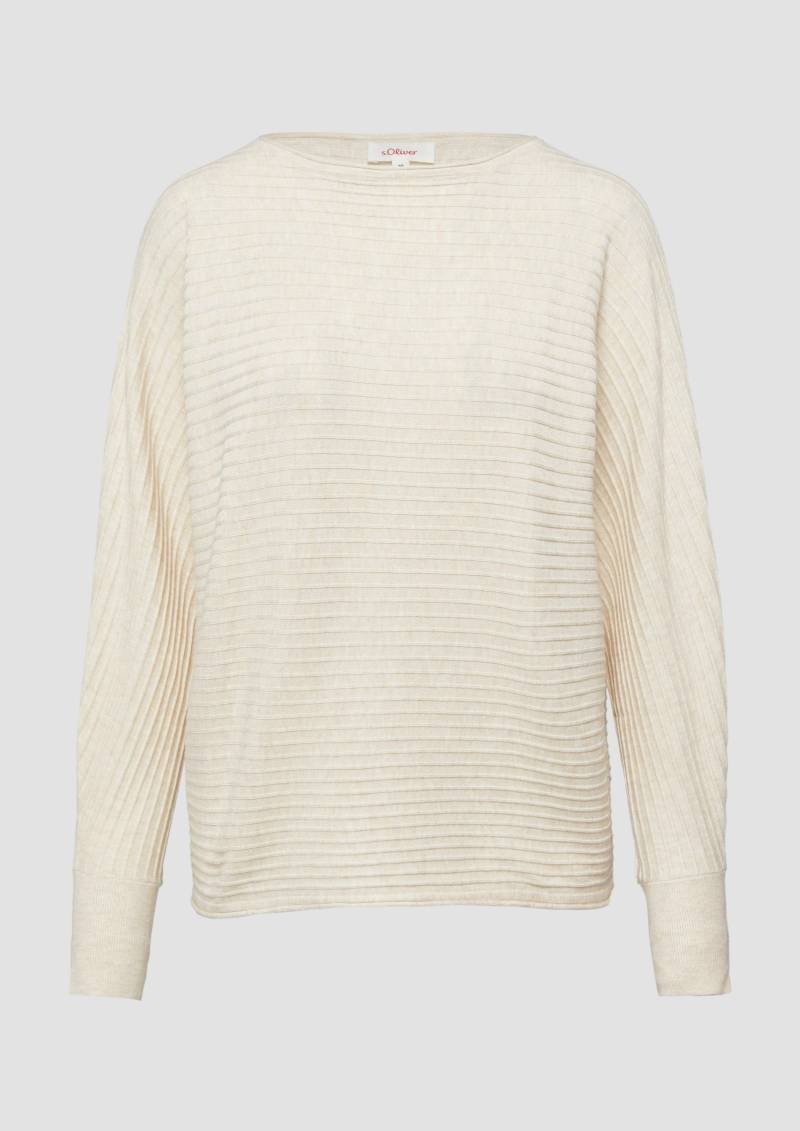 s.Oliver - Strukturierter Strickpullover mit Fledermausärmeln, Damen, Beige von s.Oliver