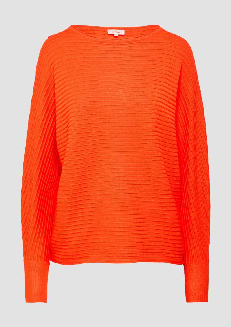 s.Oliver - Strukturierter Strickpullover mit Fledermausärmeln, Damen, Orange von s.Oliver