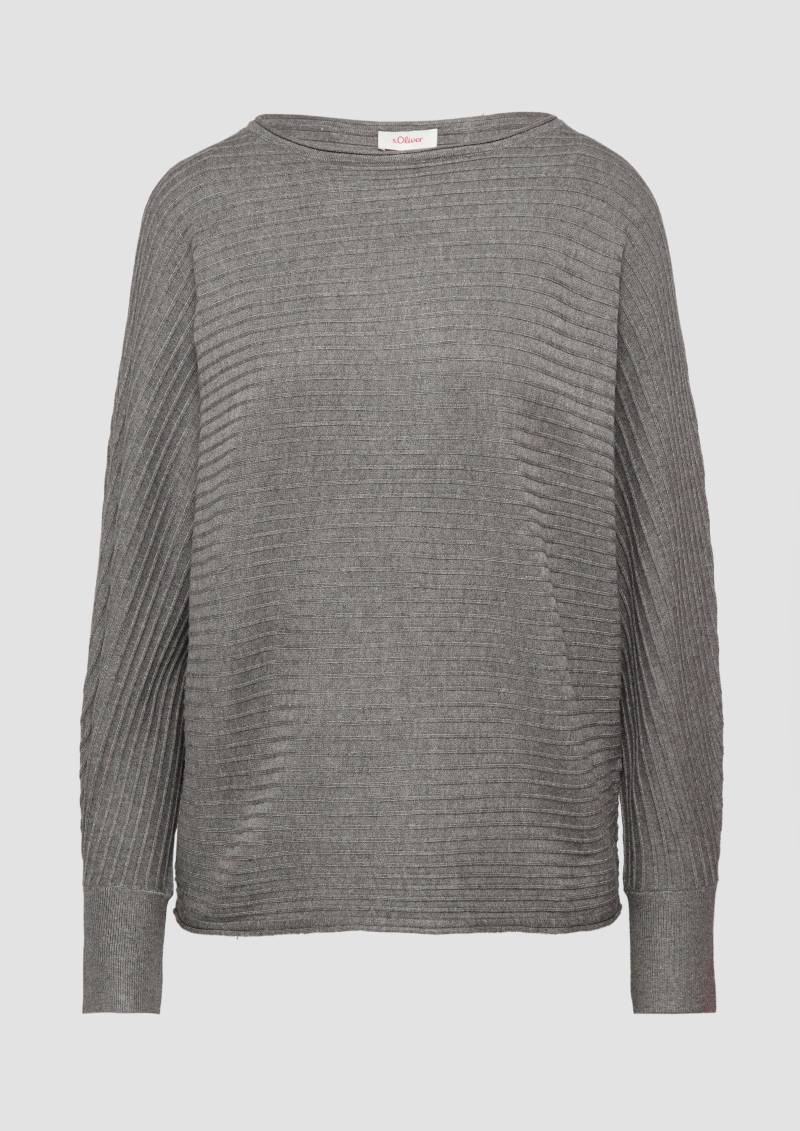 s.Oliver - Strukturierter Strickpullover mit Fledermausärmeln, Damen, grau von s.Oliver