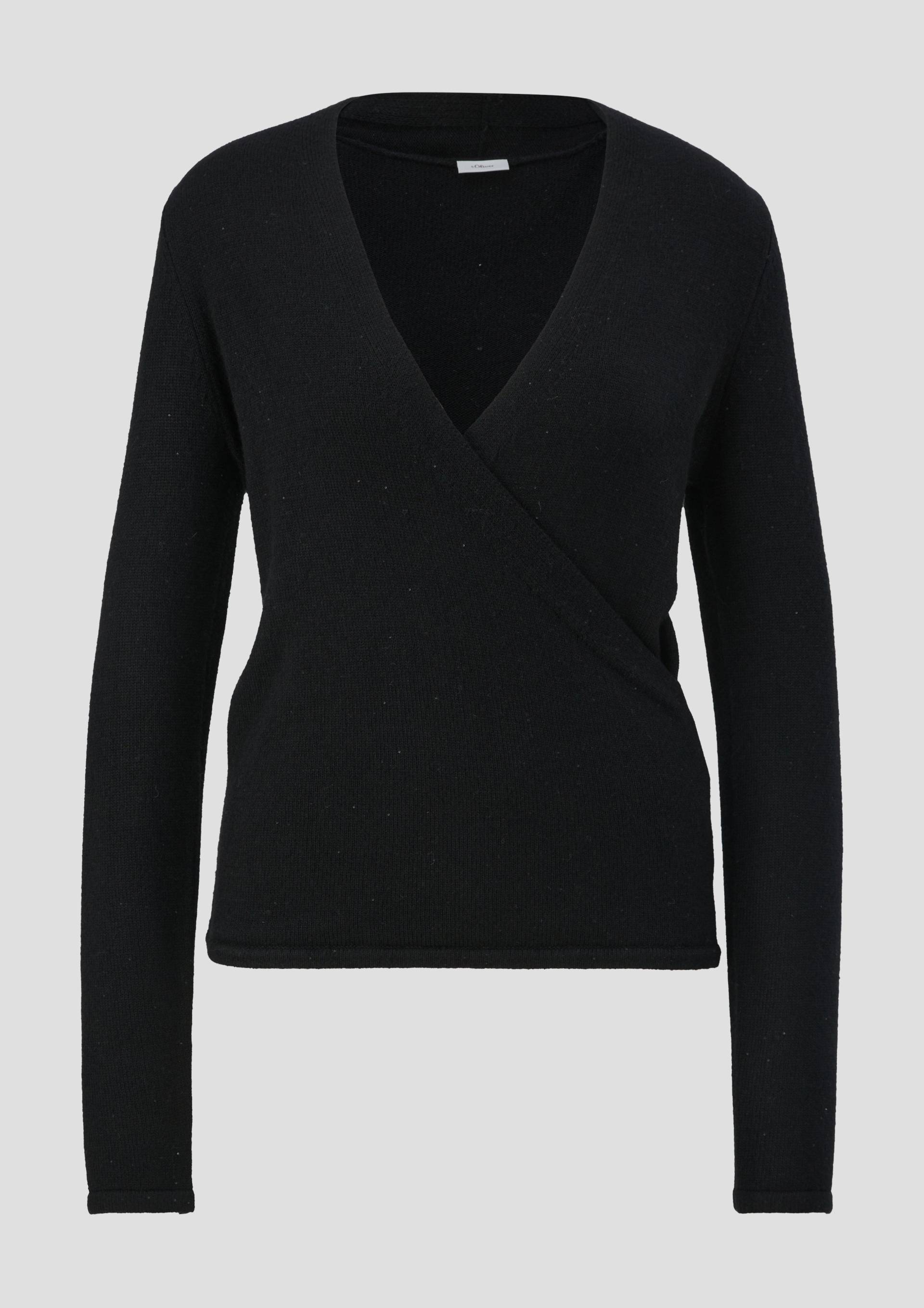 s.Oliver - Strickpullover im Wickeldesign, Damen, schwarz von s.Oliver