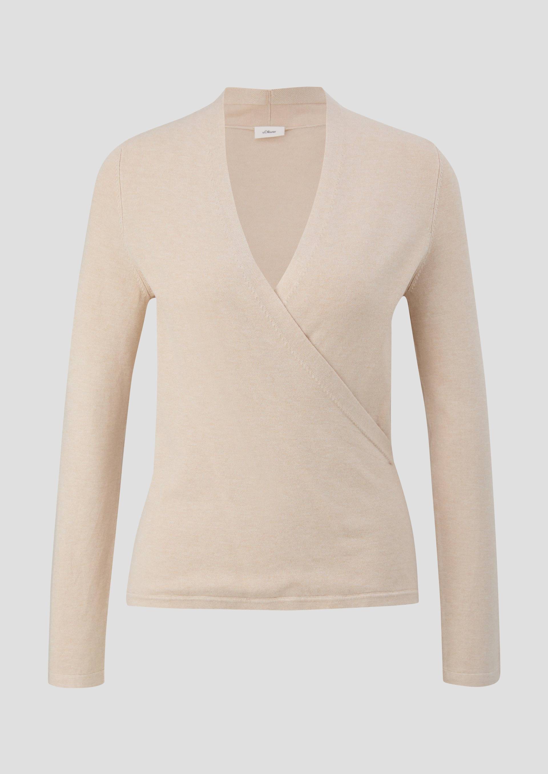 s.Oliver - Strickpullover in Wickel-Optik, Damen, Beige von s.Oliver