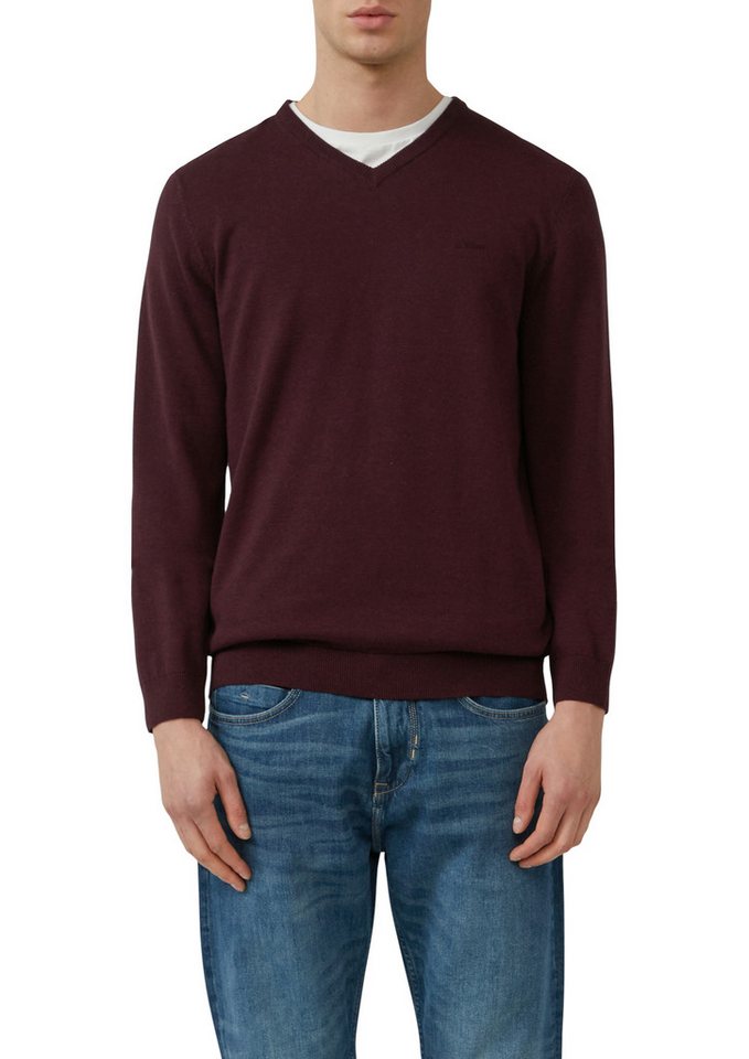 s.Oliver Strickpullover in melierter Optik mit Logo-Stickerei von s.Oliver