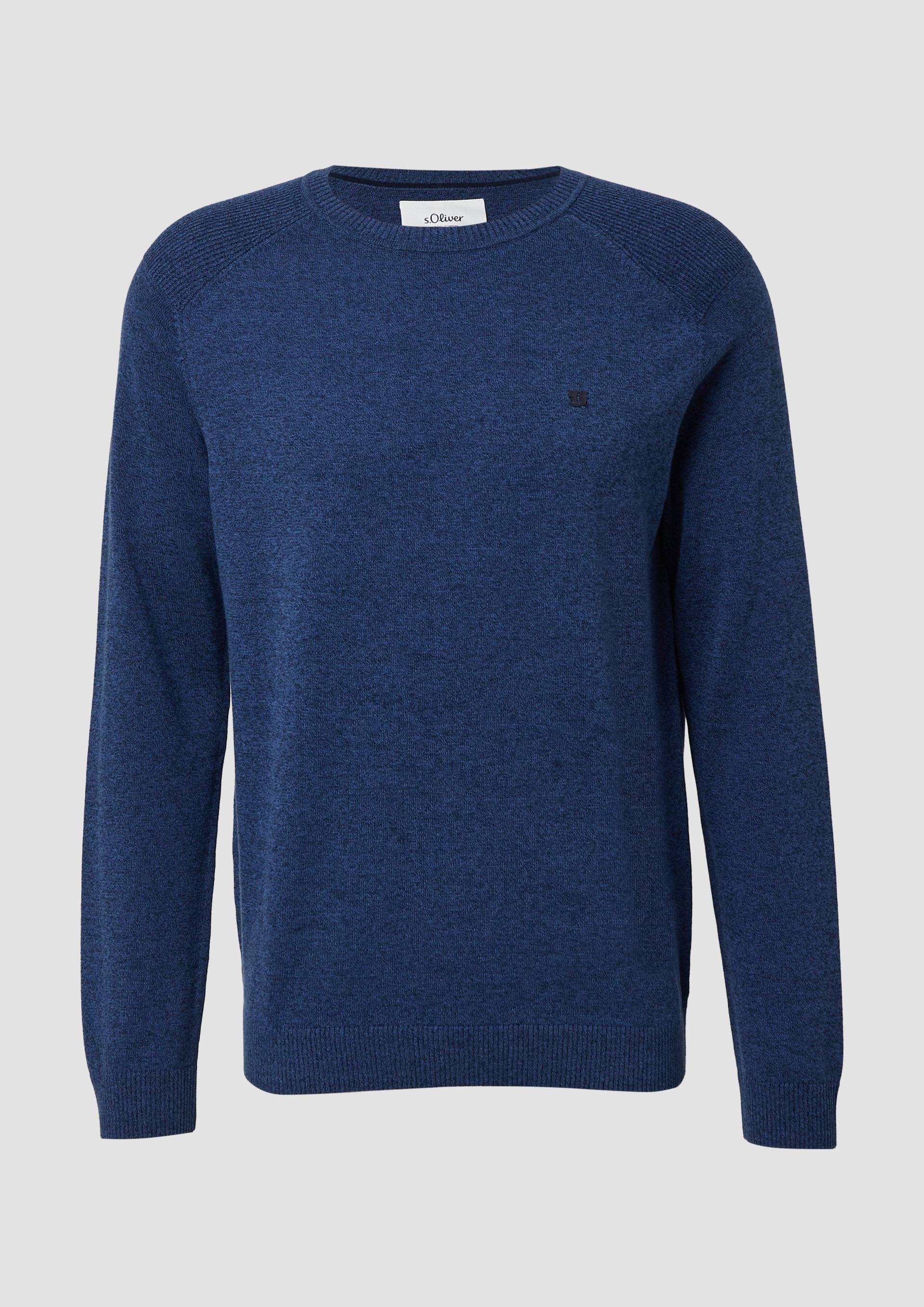 s.Oliver - Pullover aus Moulinéstrick mit Crew Neck und Raglanärmeln, Herren, blau von s.Oliver