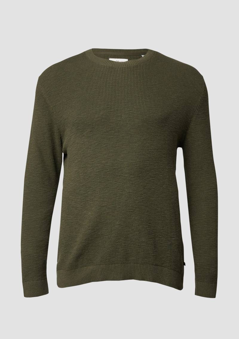 s.Oliver - Strickpullover mit Crew Neck und Strukturmuster, Herren, Grün von s.Oliver