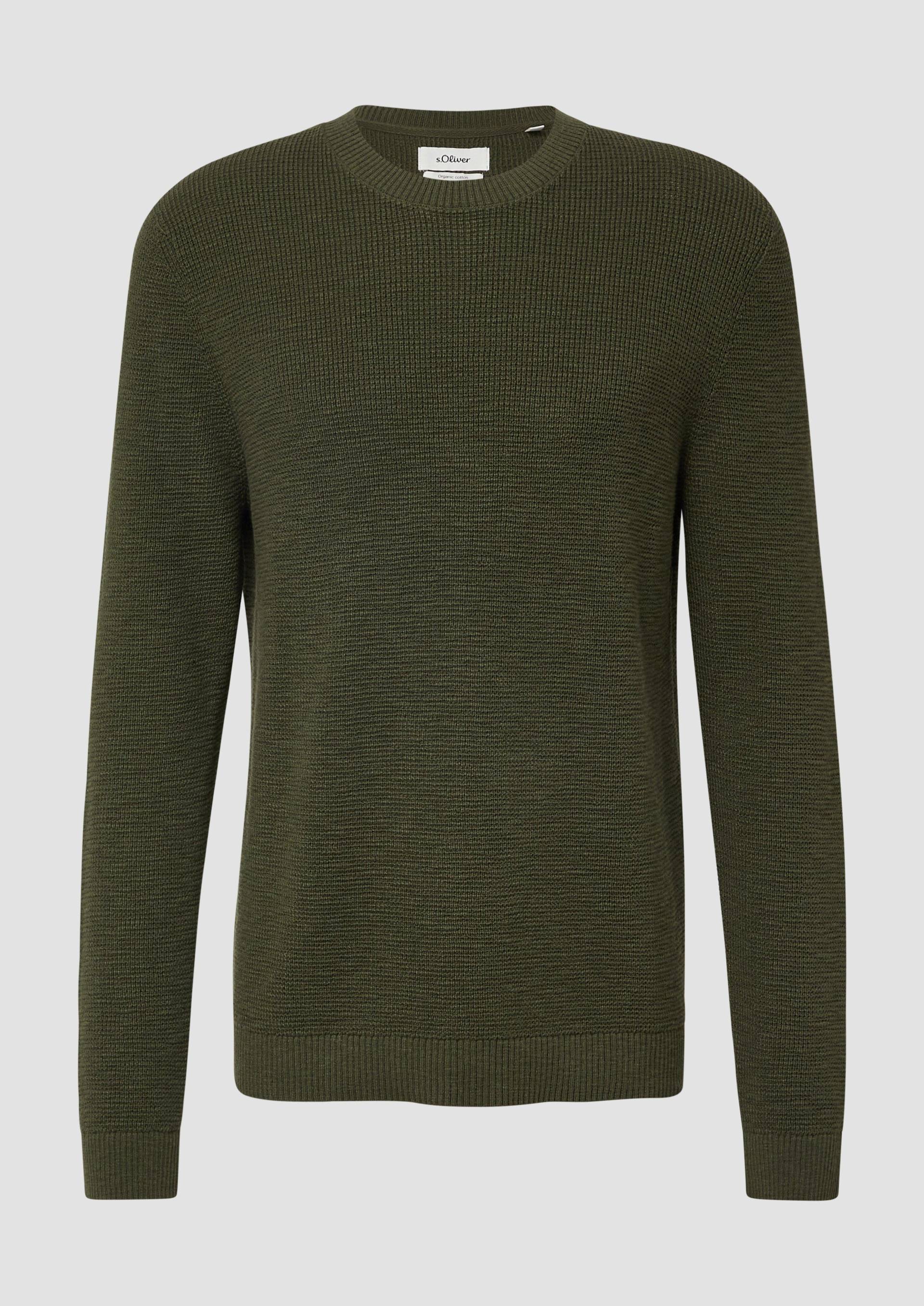 s.Oliver - Strickpullover mit Crew Neck und Strukturmuster, Herren, Grün von s.Oliver