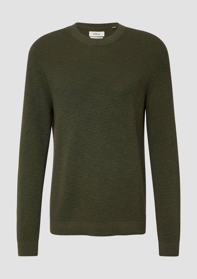 s.Oliver - Strickpullover mit Crew Neck und Strukturmuster, Herren, Grün von s.Oliver