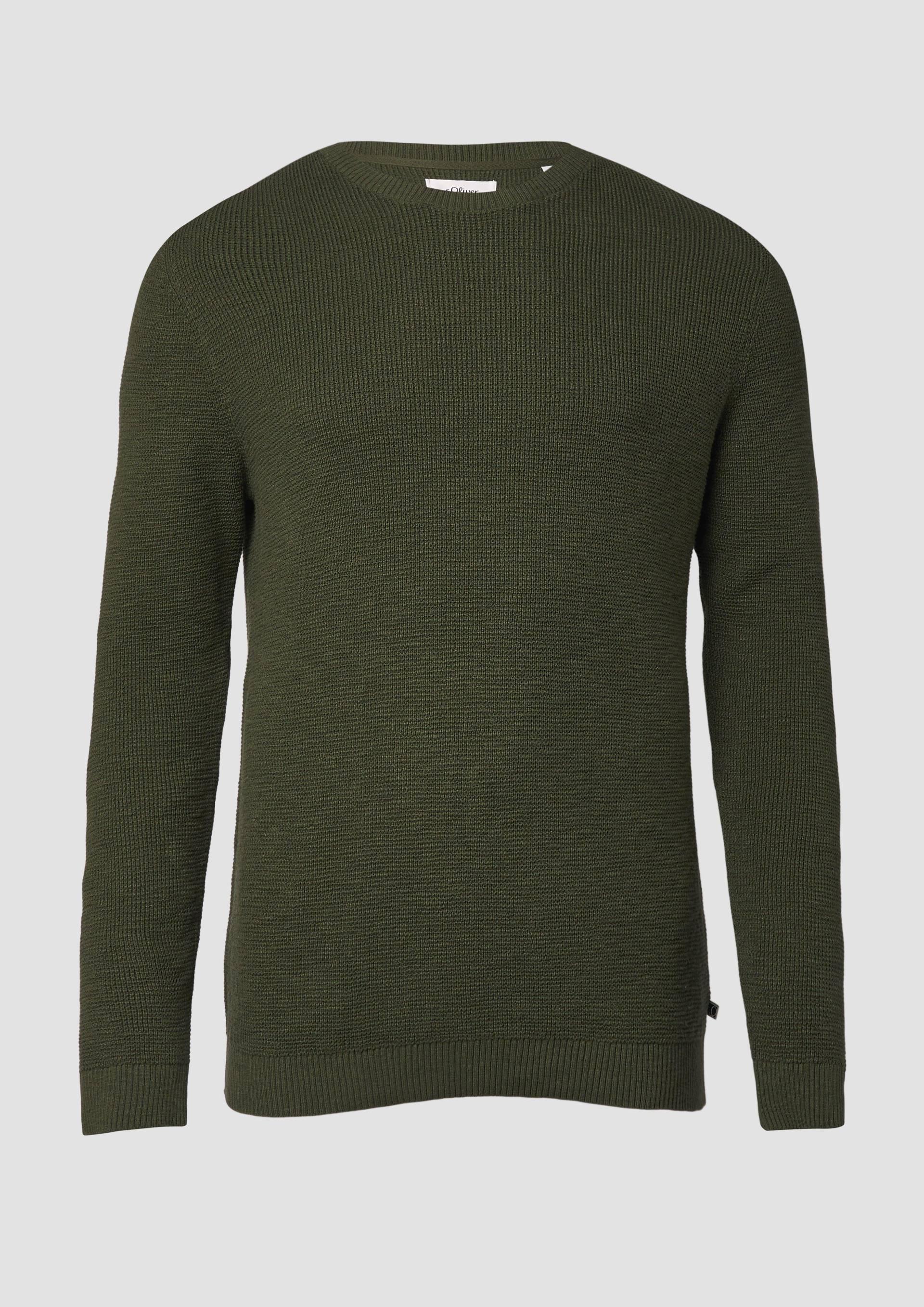 s.Oliver - Strickpullover mit Crew Neck und Strukturmuster, Herren, Grün von s.Oliver