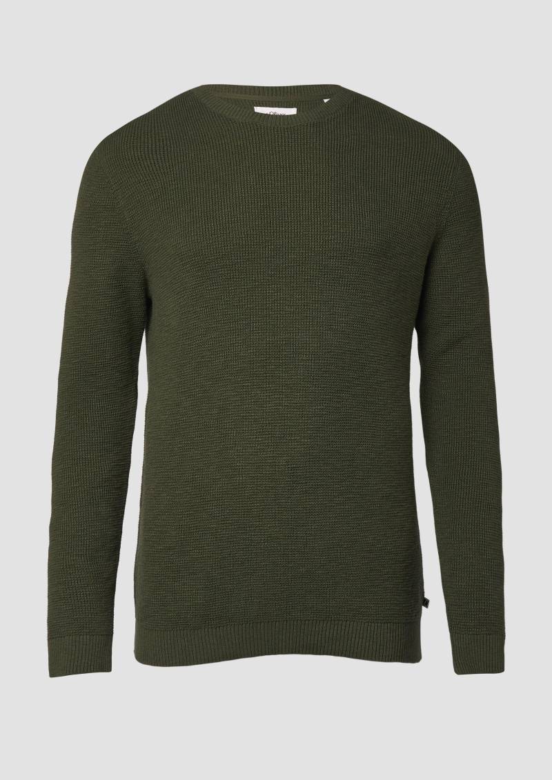 s.Oliver - Strickpullover mit Crew Neck und Strukturmuster, Herren, Grün von s.Oliver