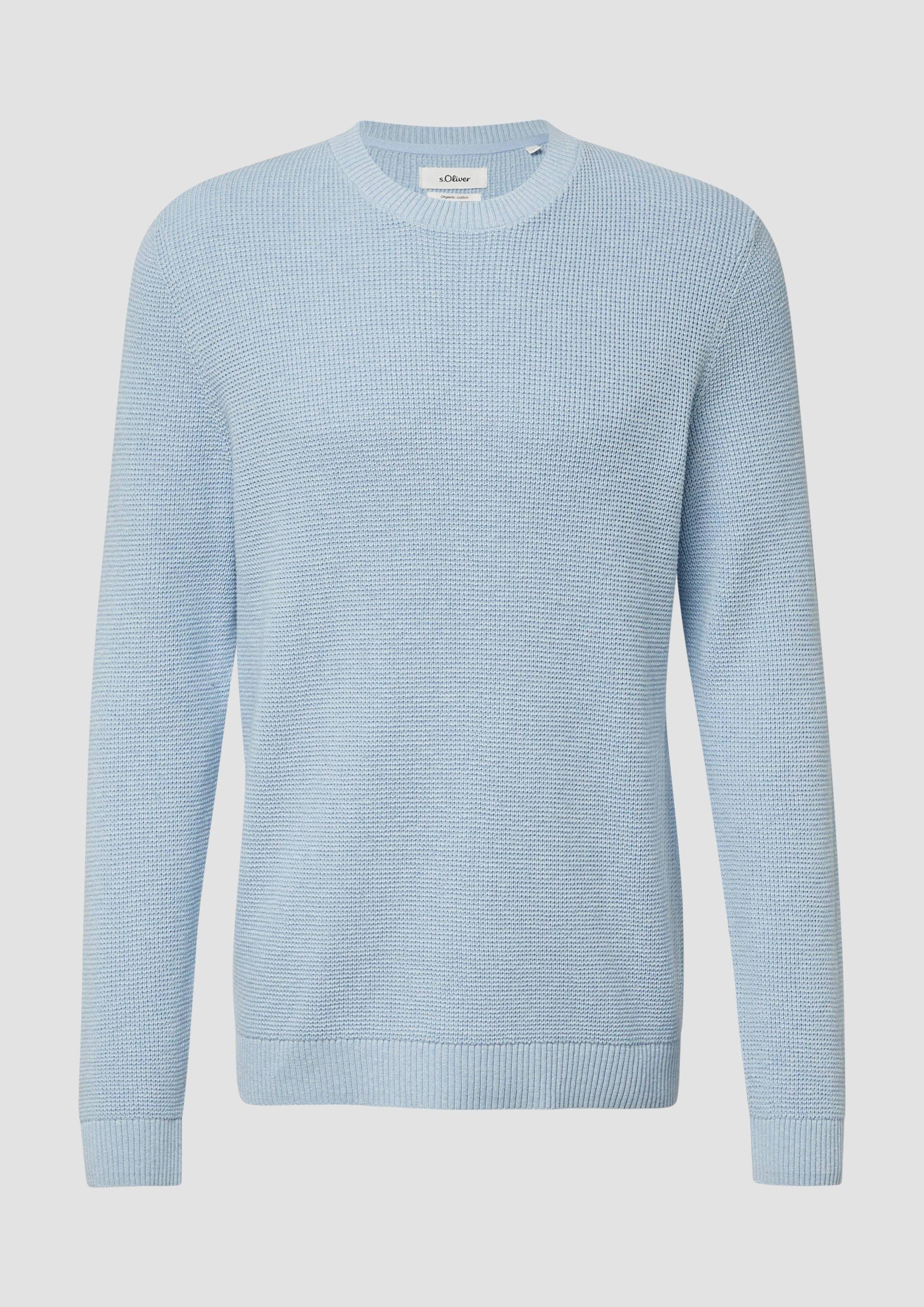 s.Oliver - Strickpullover mit Crew Neck und Strukturmuster, Herren, blau von s.Oliver