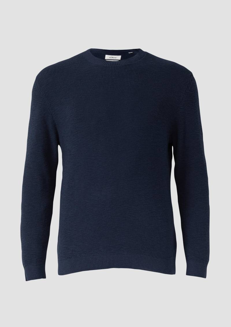 s.Oliver - Strickpullover mit Crew Neck und Strukturmuster, Herren, blau von s.Oliver