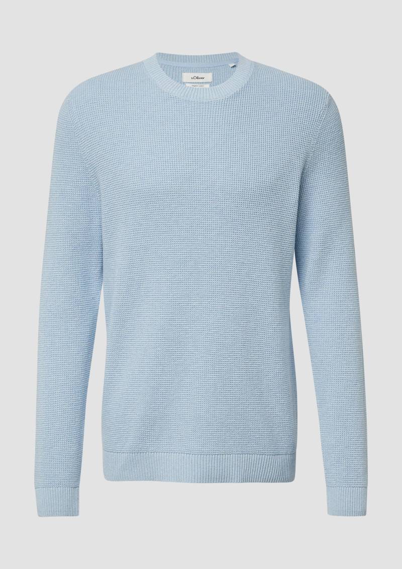 s.Oliver - Strickpullover mit Crew Neck und Strukturmuster, Herren, blau von s.Oliver