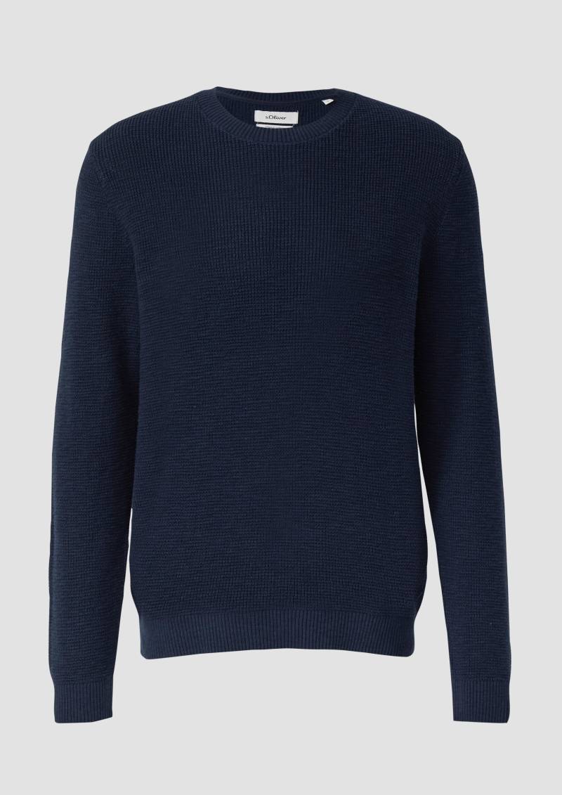 s.Oliver - Strickpullover mit Crew Neck und Strukturmuster, Herren, blau von s.Oliver