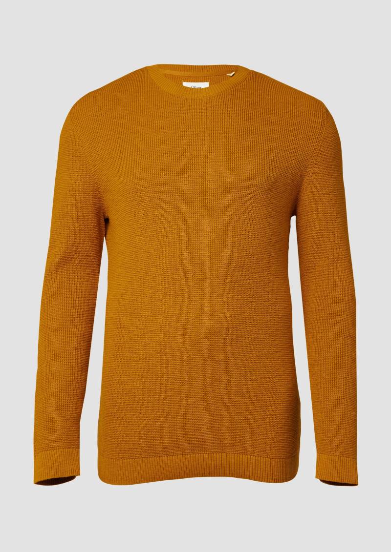 s.Oliver - Strickpullover mit Crew Neck und Strukturmuster, Herren, gelb von s.Oliver