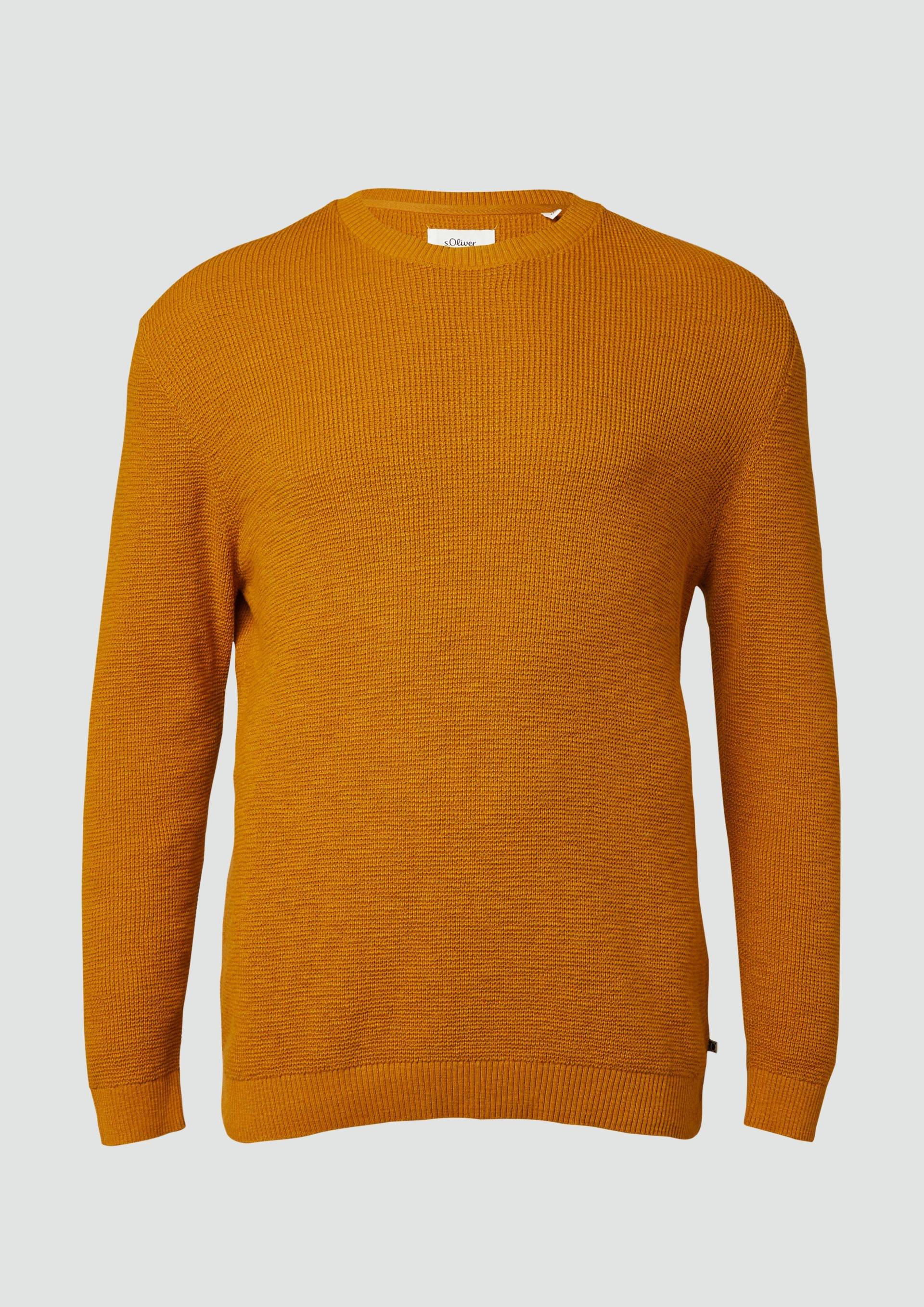 s.Oliver - Strickpullover mit Crew Neck und Strukturmuster, Herren, gelb von s.Oliver