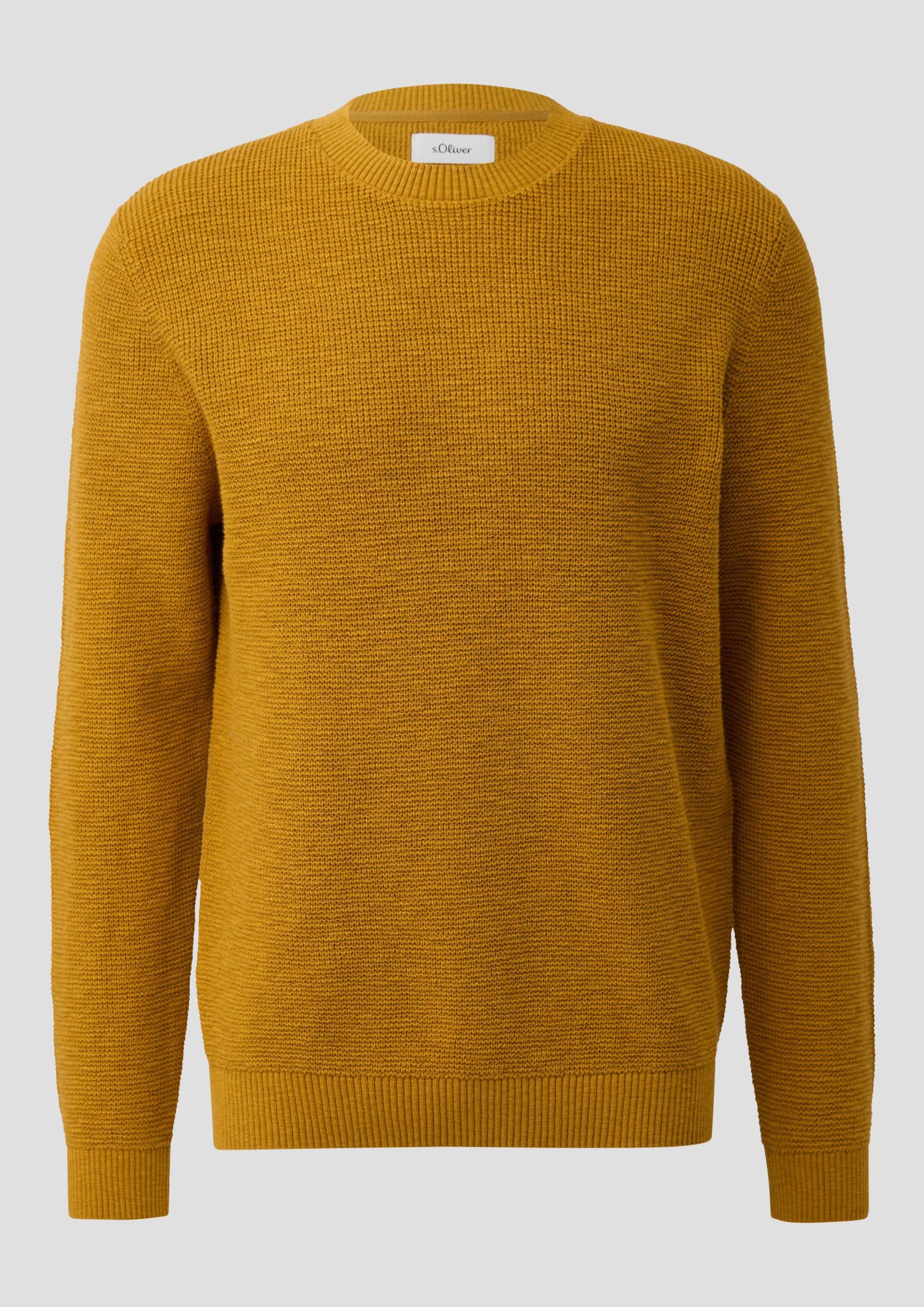 s.Oliver - Strickpullover mit Crew Neck und Strukturmuster, Herren, gelb s.Oliver - Strickpullover mit Crew Neck und Strukturmuster, Herren, gelb von s.Oliver