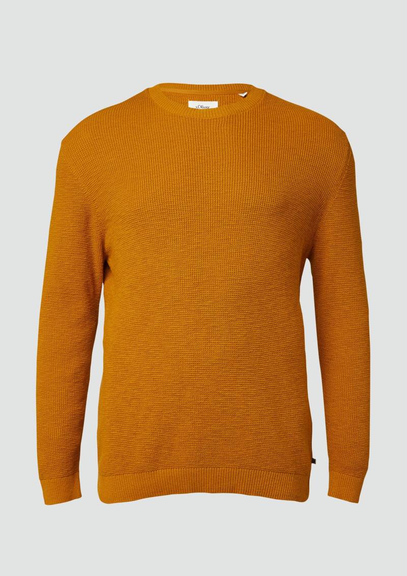 s.Oliver - Strickpullover mit Crew Neck und Strukturmuster, Herren, gelb von s.Oliver