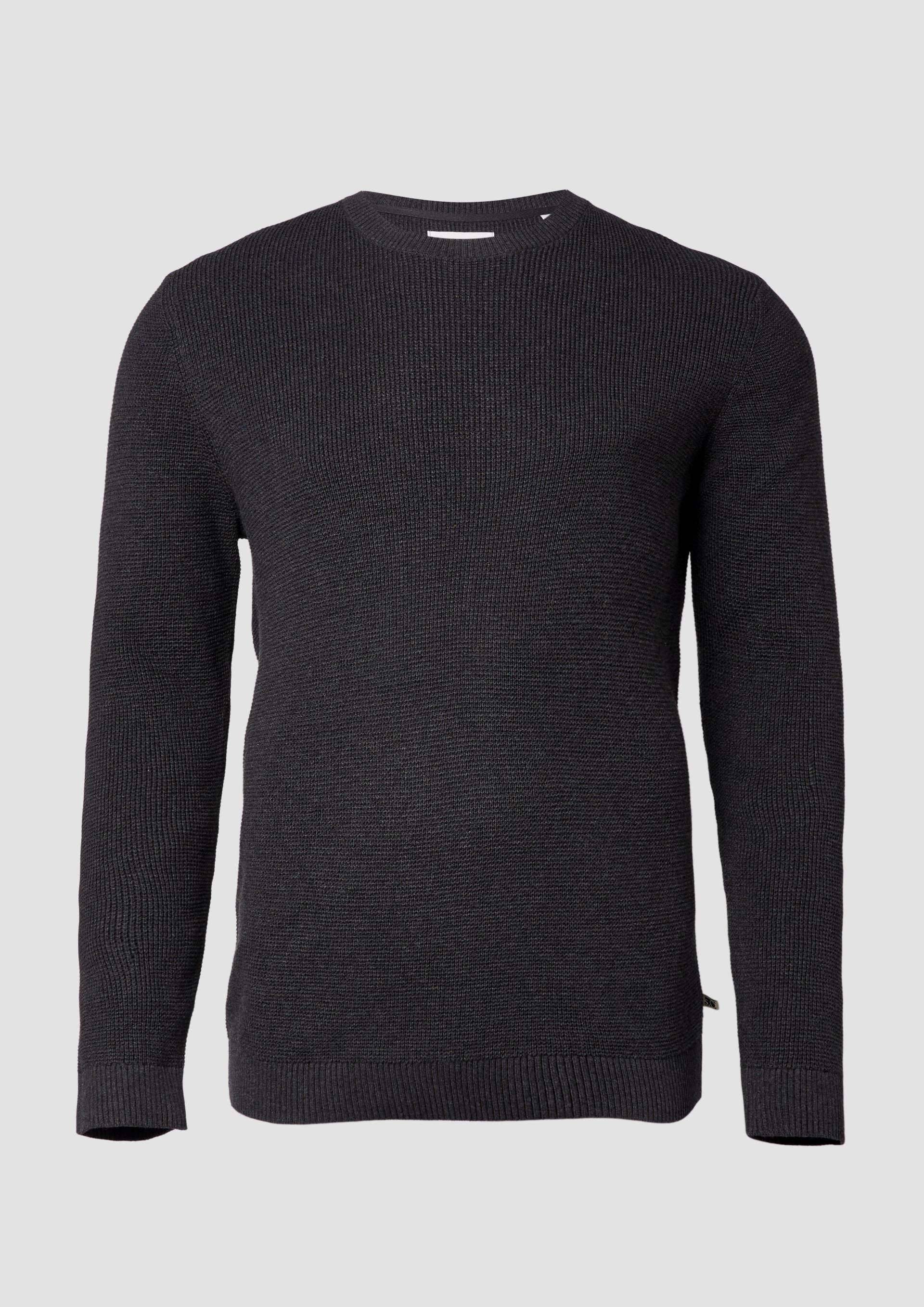 s.Oliver - Strickpullover mit Crew Neck und Strukturmuster, Herren, grau von s.Oliver