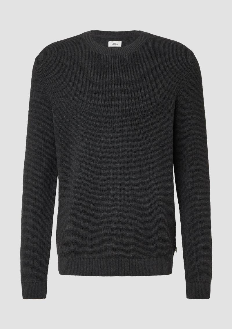 s.Oliver - Strickpullover mit Crew Neck und Strukturmuster, Herren, grau s.Oliver - Strickpullover mit Crew Neck und Strukturmuster, Herren, grau von s.Oliver