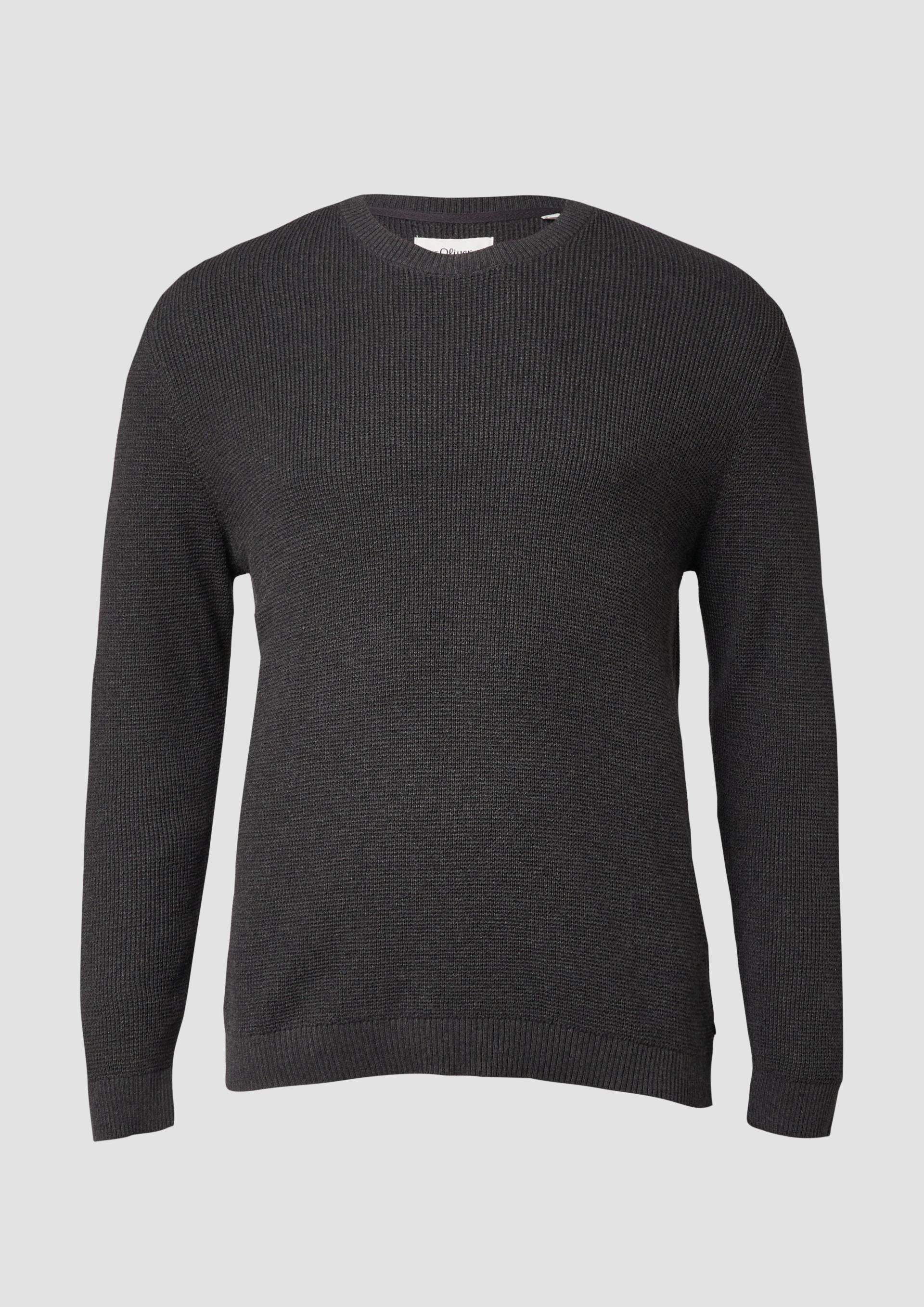 s.Oliver - Strickpullover mit Crew Neck und Strukturmuster, Herren, grau von s.Oliver
