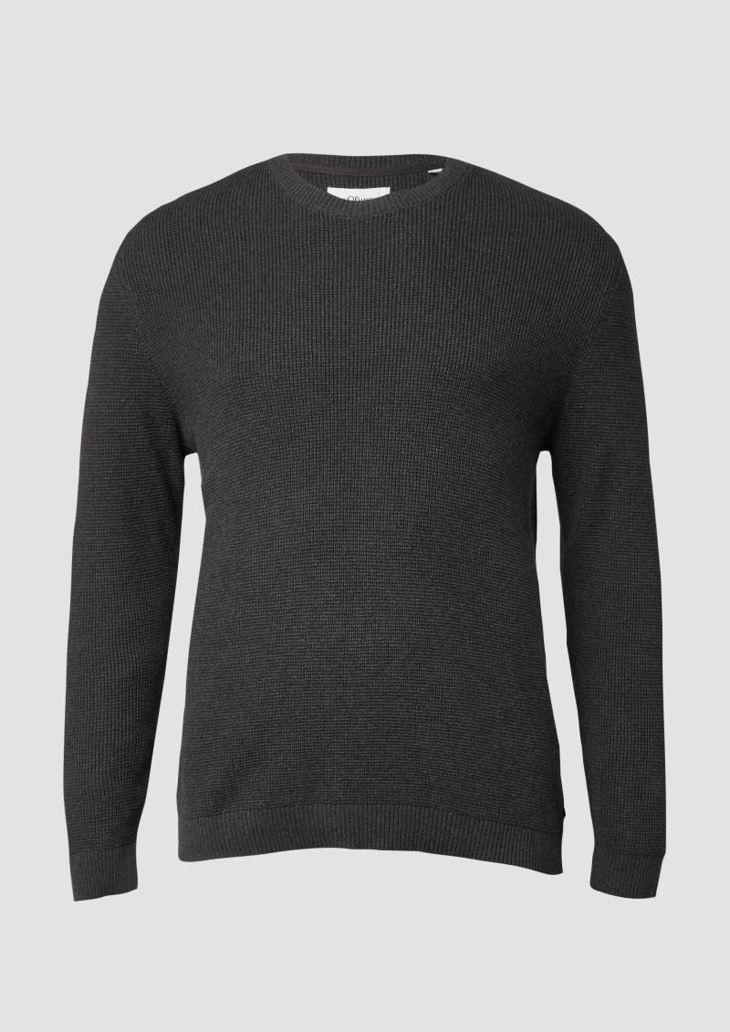 s.Oliver - Strickpullover mit Crew Neck und Strukturmuster, Herren, grau von s.Oliver