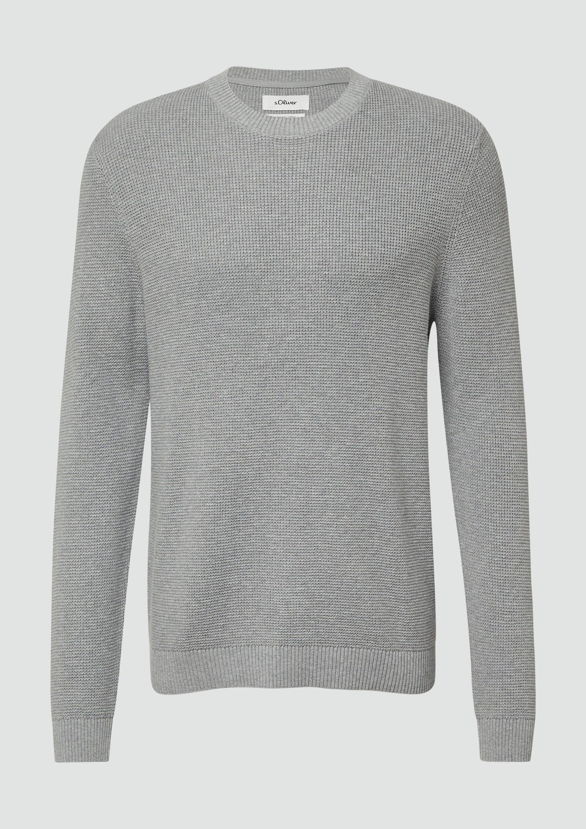 s.Oliver - Strickpullover mit Crew Neck und Strukturmuster, Herren, grau von s.Oliver