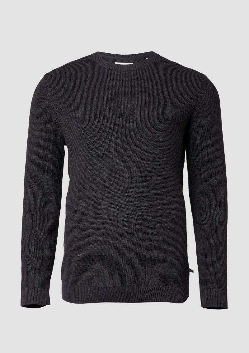 s.Oliver - Strickpullover mit Crew Neck und Strukturmuster, Herren, grau von s.Oliver