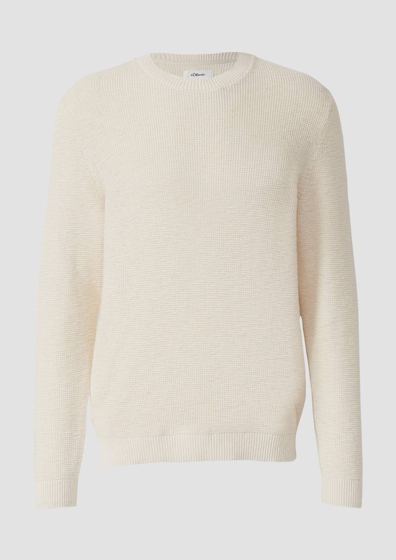 s.Oliver - Strickpullover mit Crew Neck und Strukturmuster, Herren, grau von s.Oliver
