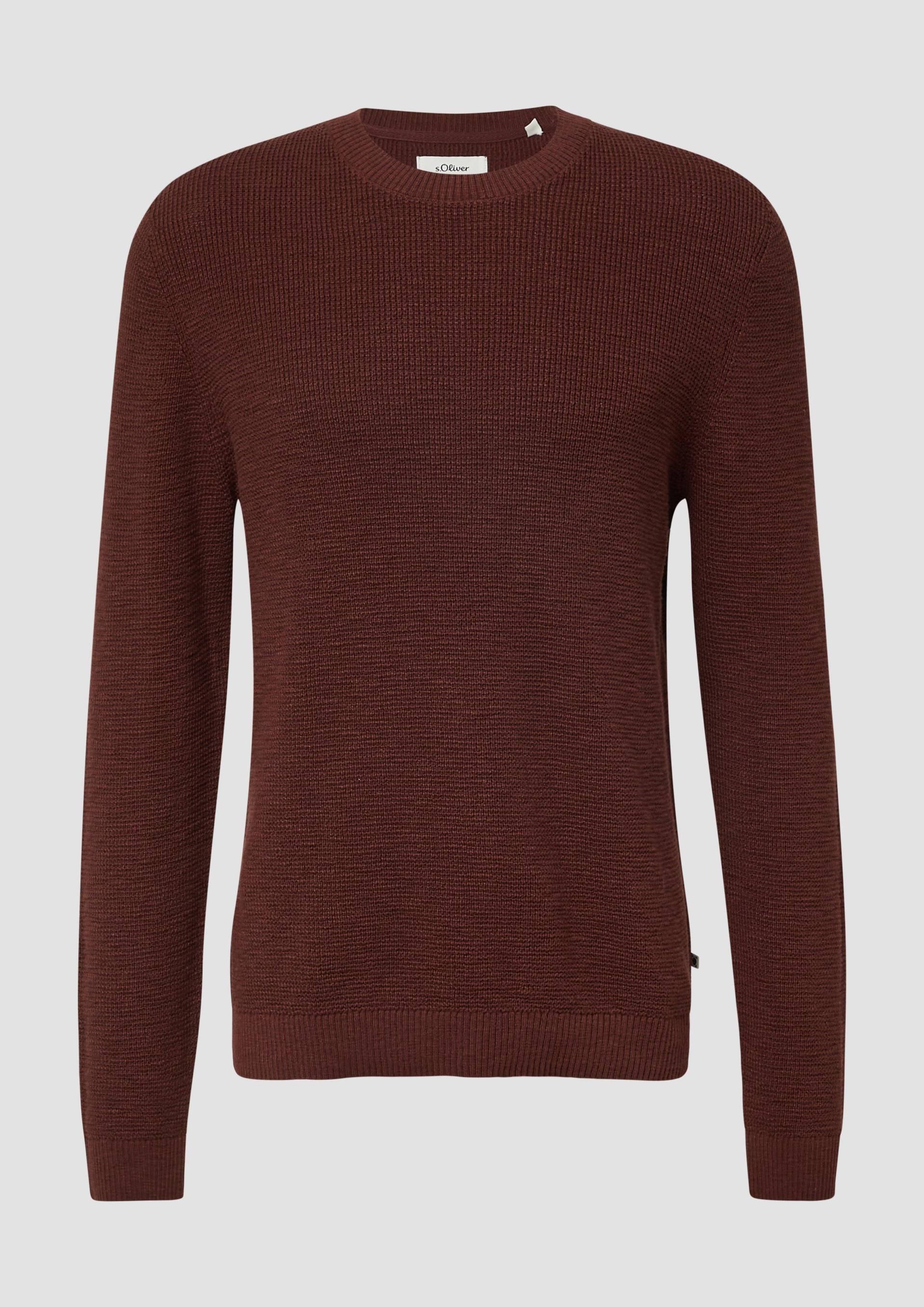 s.Oliver - Strickpullover mit Crew Neck und Strukturmuster, Herren, rot von s.Oliver
