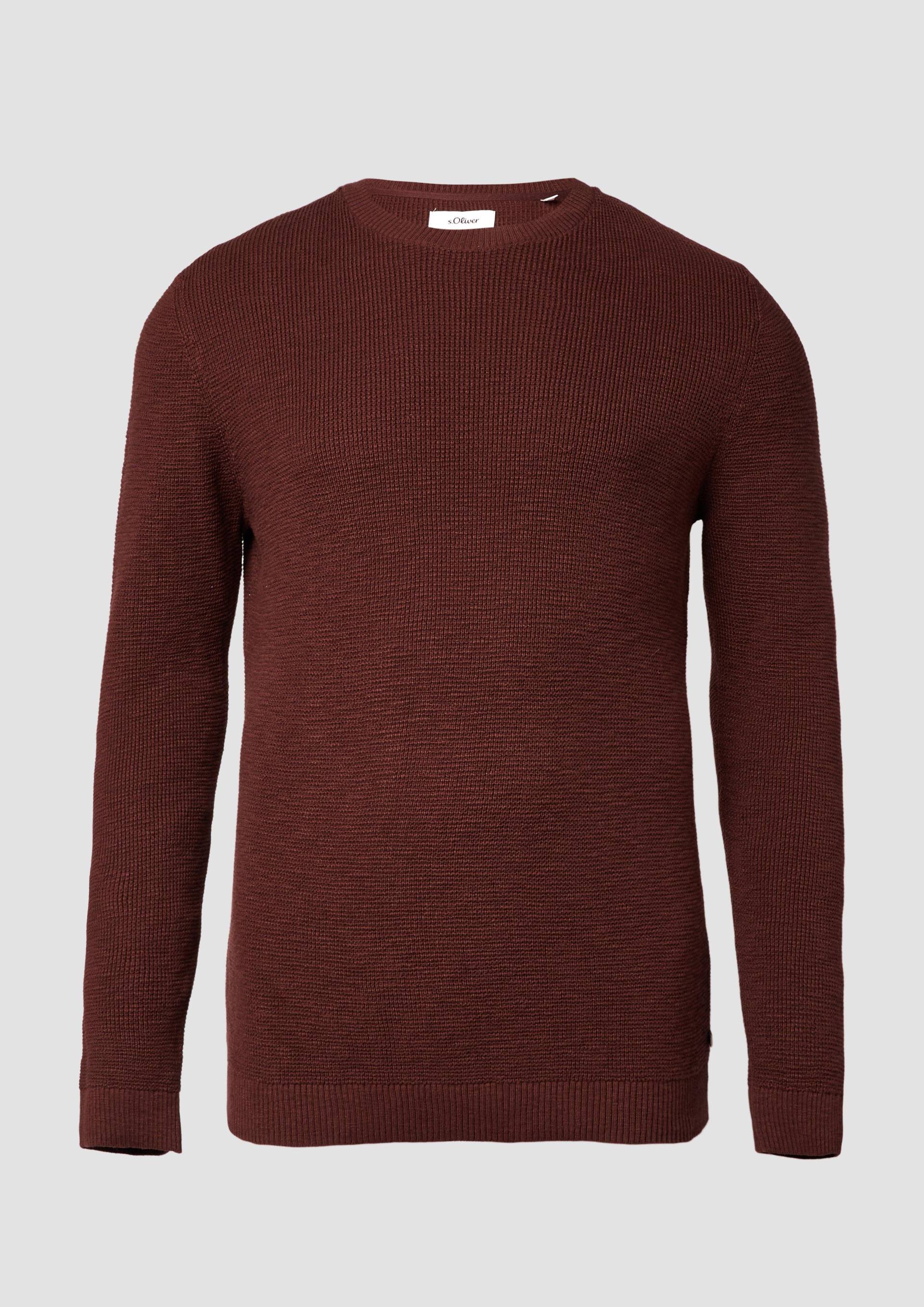 s.Oliver - Strickpullover mit Crew Neck und Strukturmuster, Herren, rot von s.Oliver