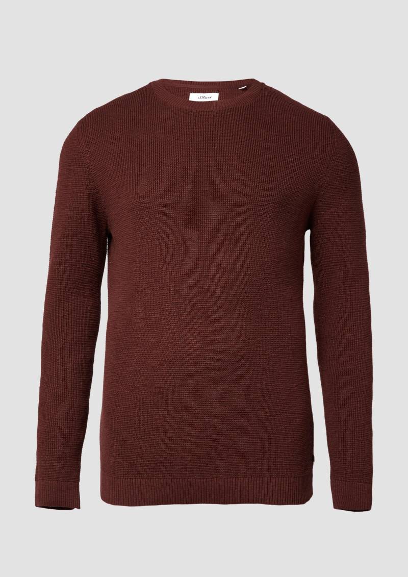 s.Oliver - Strickpullover mit Crew Neck und Strukturmuster, Herren, rot von s.Oliver