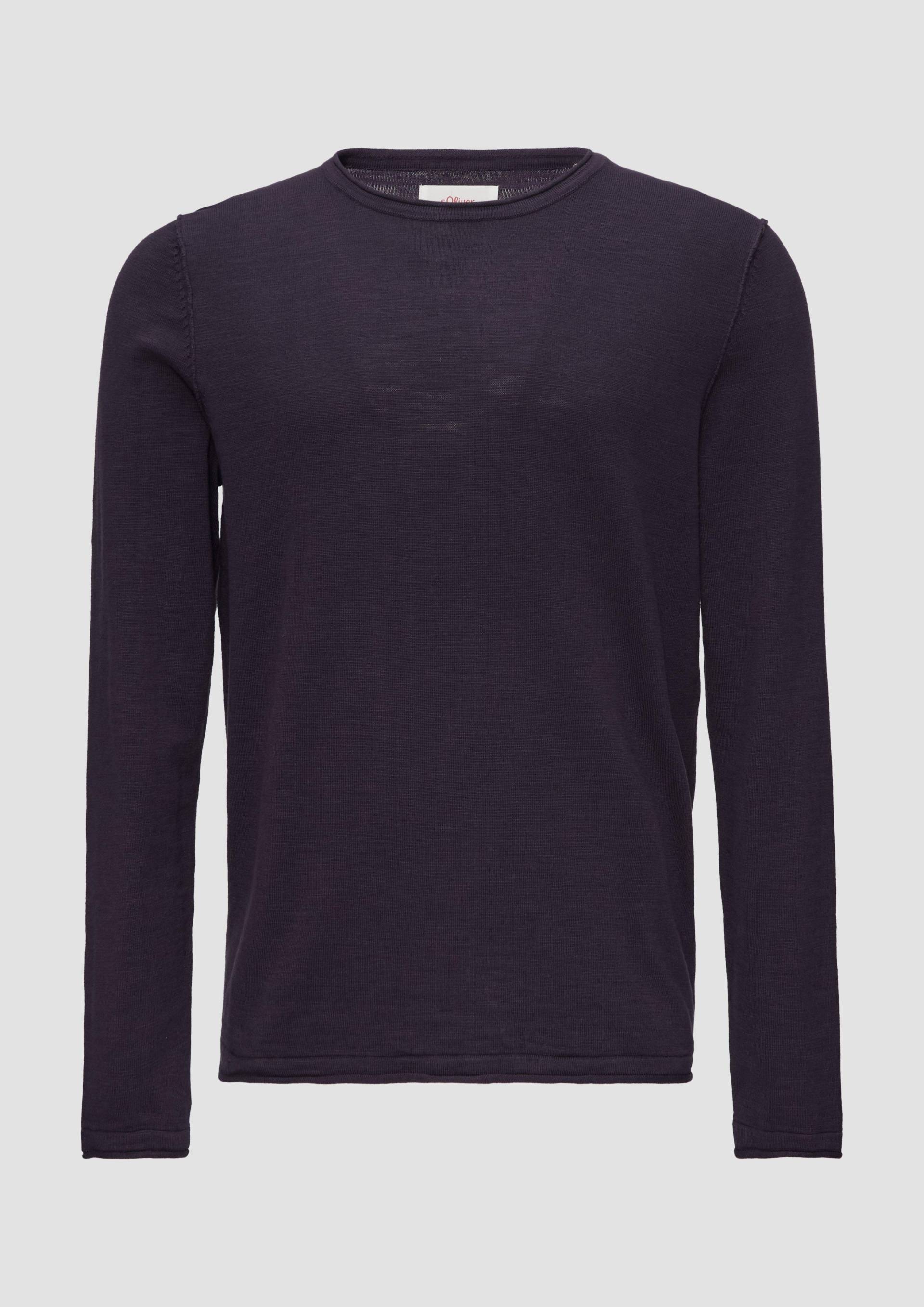 s.Oliver - Strickpullover mit Flammgarnstruktur und Rollsaum-Details, Herren, lila s.Oliver - Strickpullover mit Flammgarnstruktur und Rollsaum-Details, Herren, lila von s.Oliver