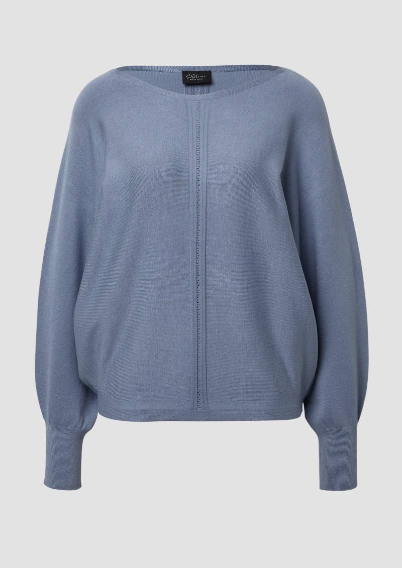 s.Oliver - Strickpullover mit Fledermausärmeln im Ottoman-Stil, Damen, blau von s.Oliver