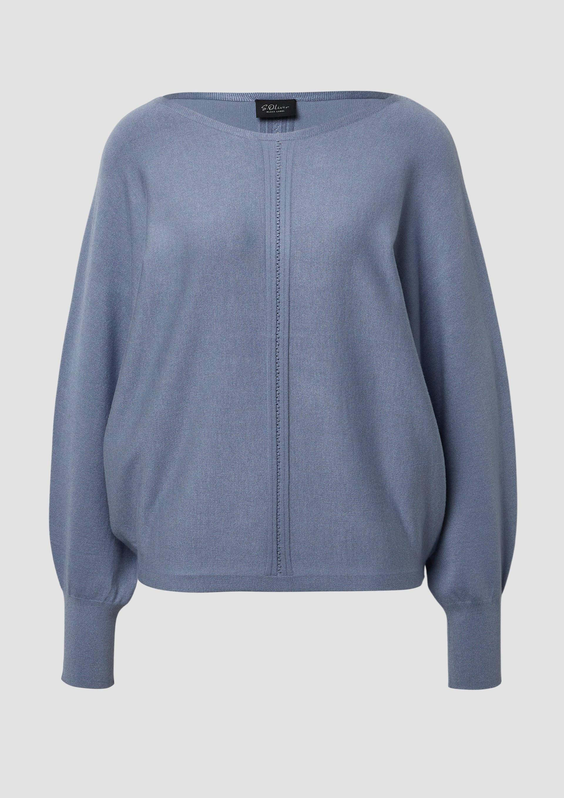 s.Oliver - Strickpullover mit Fledermausärmeln im Ottoman-Stil, Damen, blau von s.Oliver