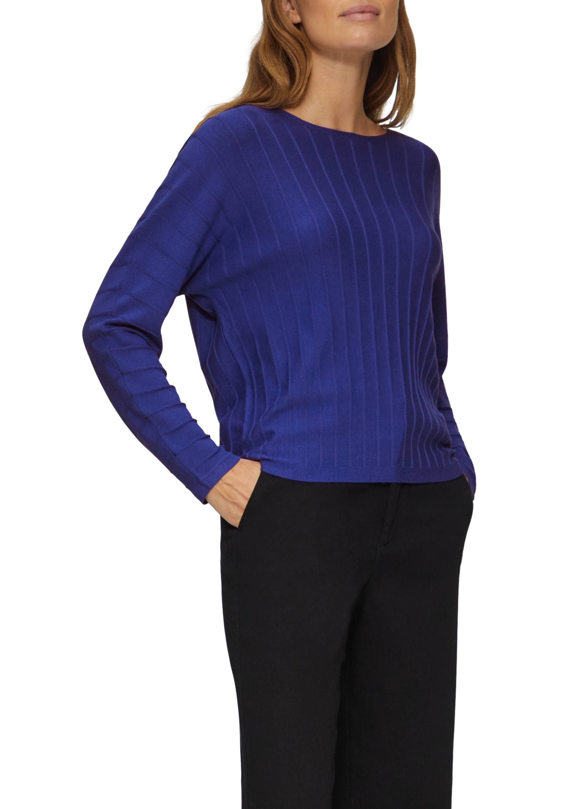s.Oliver - Strickpullover mit Fledermausarm und Strukturmuster, Damen, blau von s.Oliver
