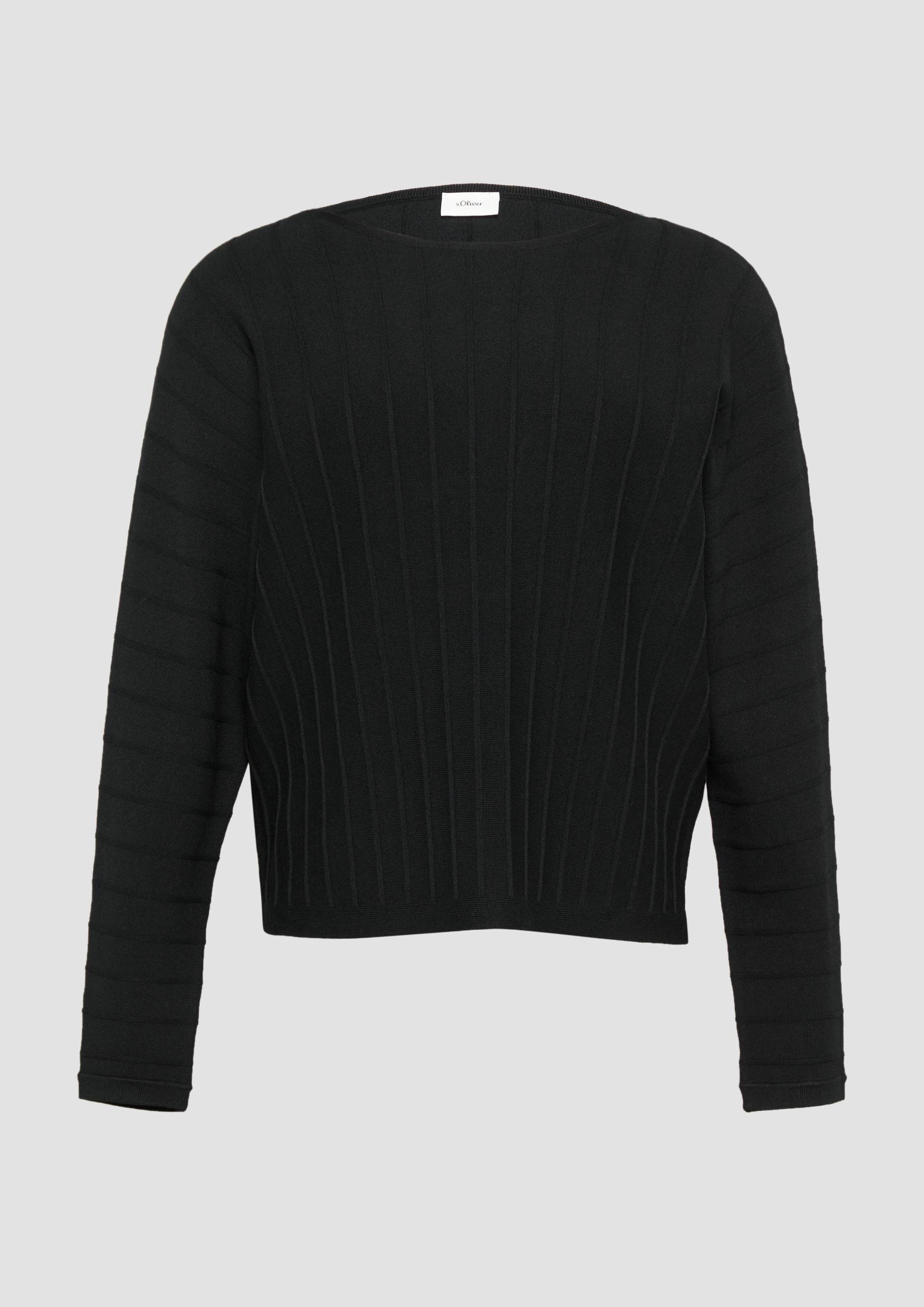s.Oliver - Strickpullover mit Fledermausarm und Strukturmuster, Damen, schwarz von s.Oliver