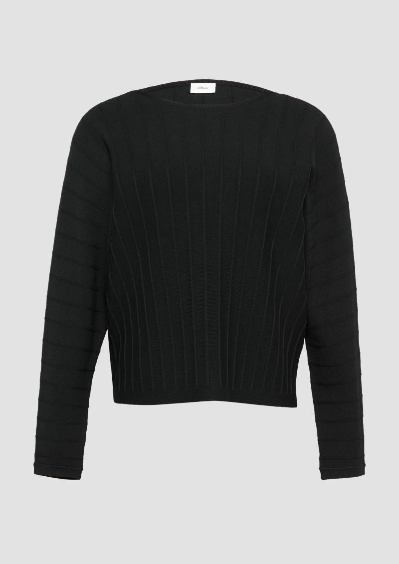 s.Oliver - Strickpullover mit Fledermausarm und Strukturmuster, Damen, schwarz von s.Oliver