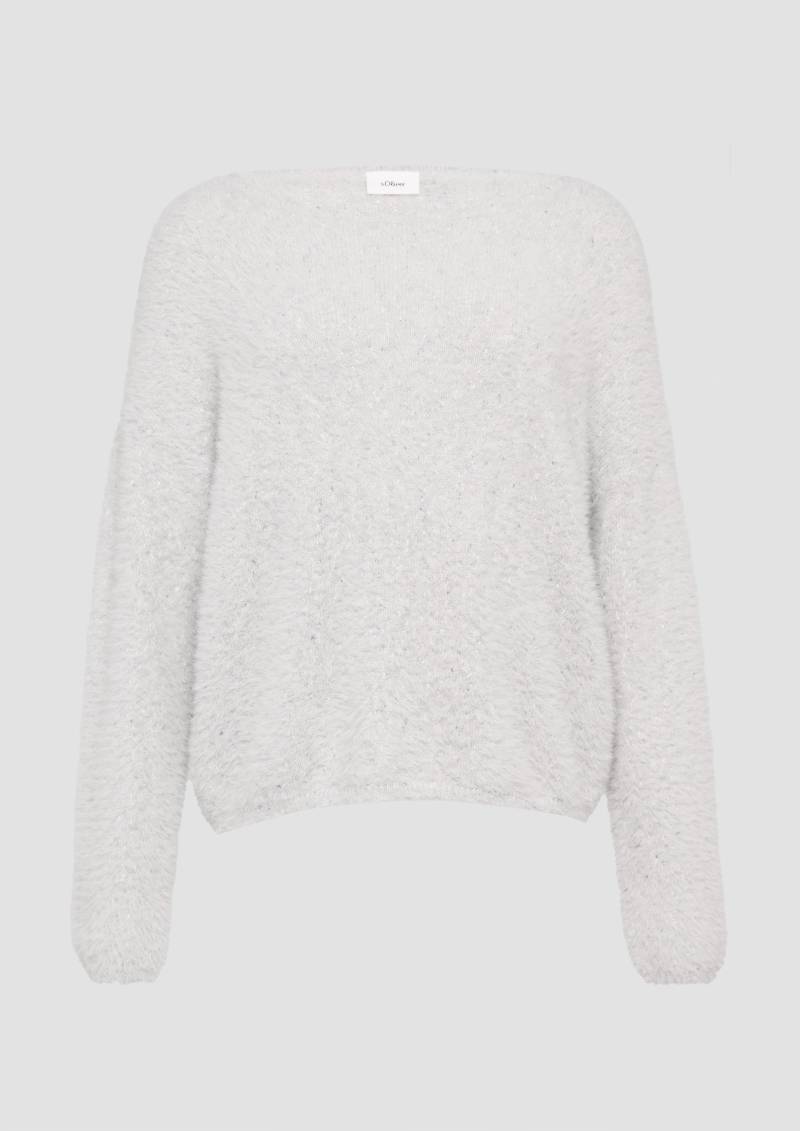 s.Oliver - Flauschiger Strickpullover mit Glitzer, Damen, grau von s.Oliver