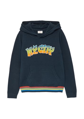 Strickpullover mit Kapuze und Frontprint Navy 128/134 von s.Oliver