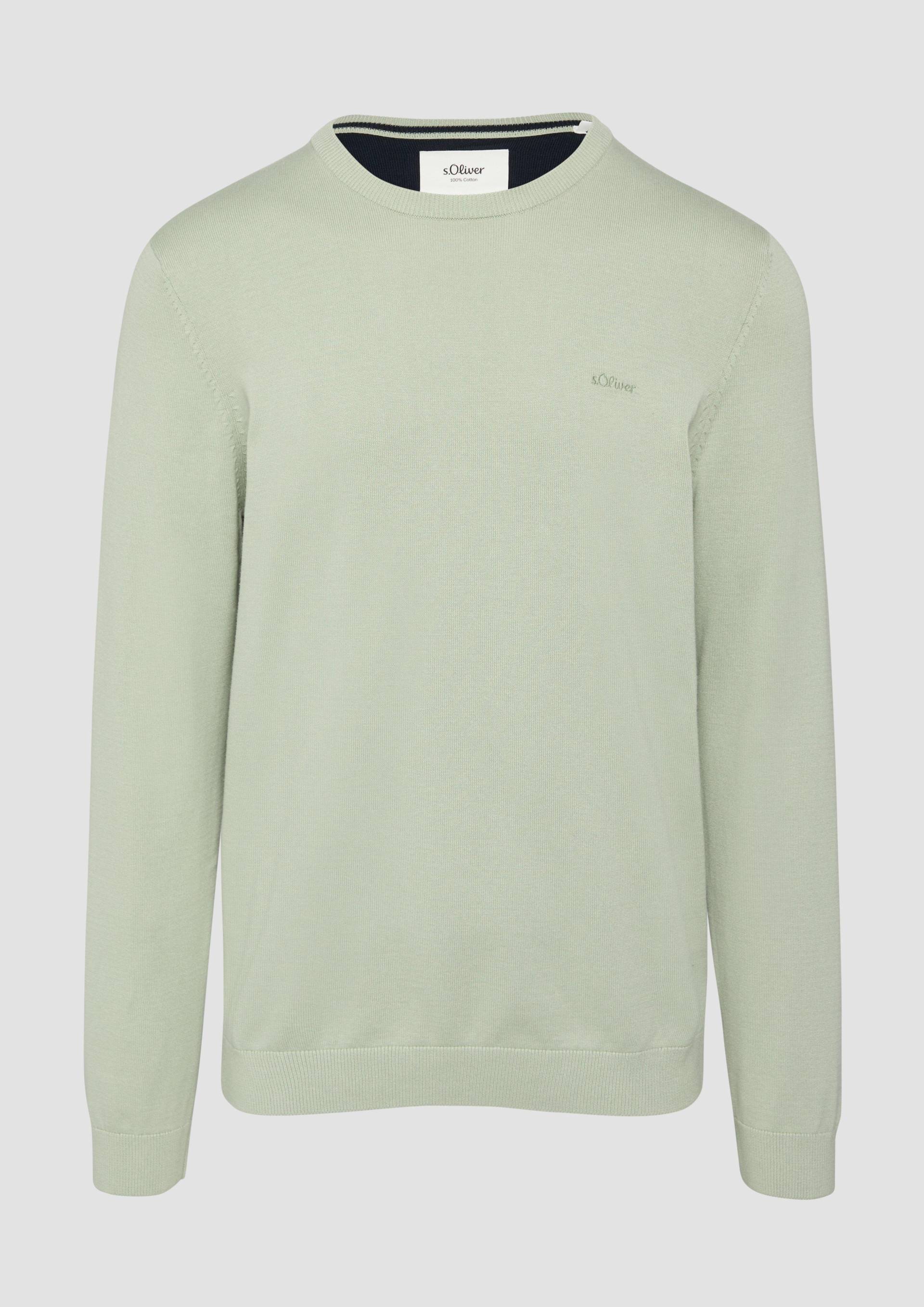 s.Oliver - Strickpullover mit Logo-Stickerei, Herren, Grün von s.Oliver