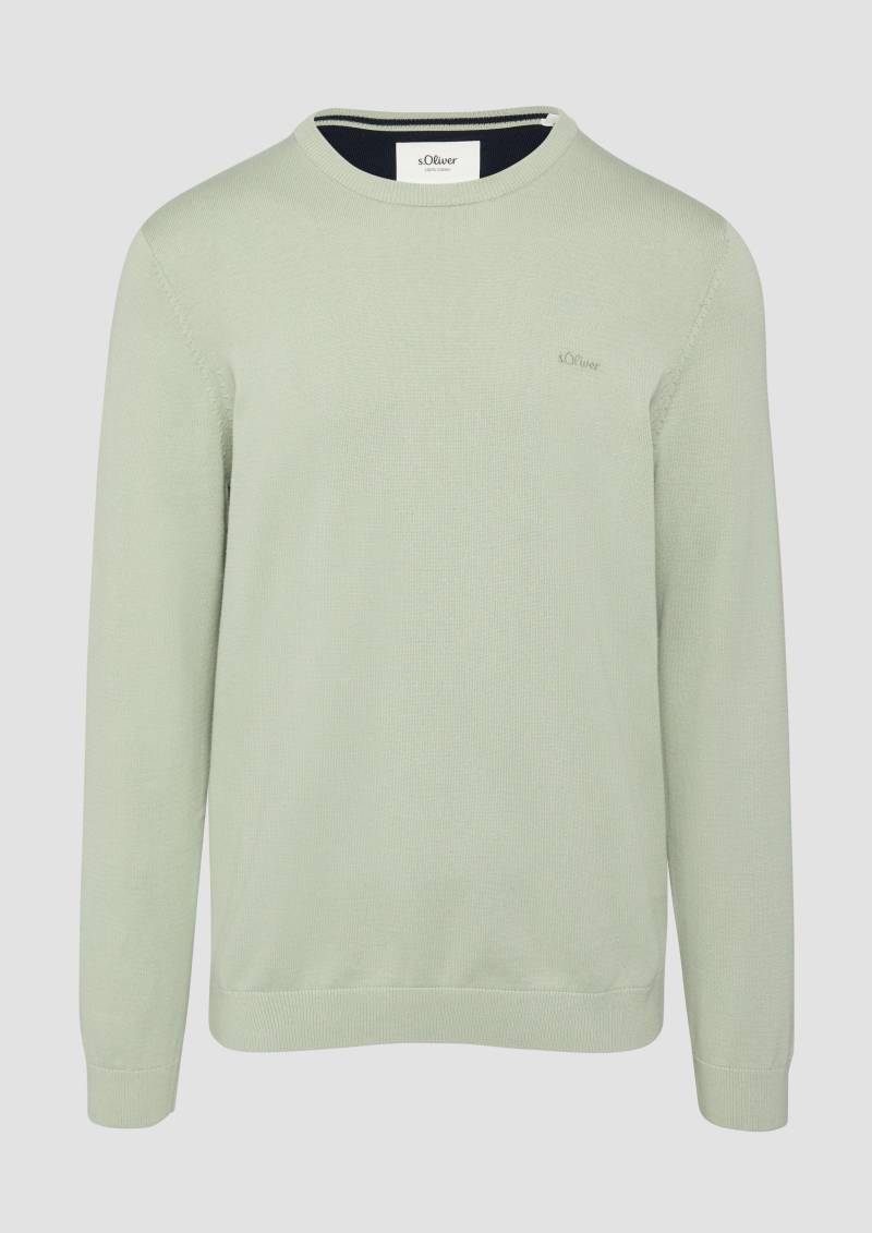s.Oliver - Strickpullover mit Logo-Stickerei, Herren, Grün von s.Oliver