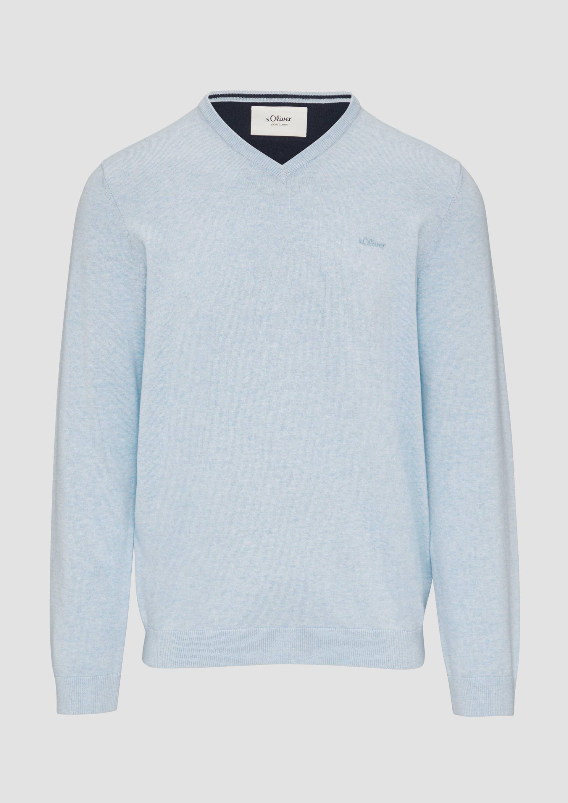 s.Oliver - Strickpullover mit Logo-Stickerei, Herren, blau s.Oliver - Strickpullover mit Logo-Stickerei, Herren, blau von s.Oliver