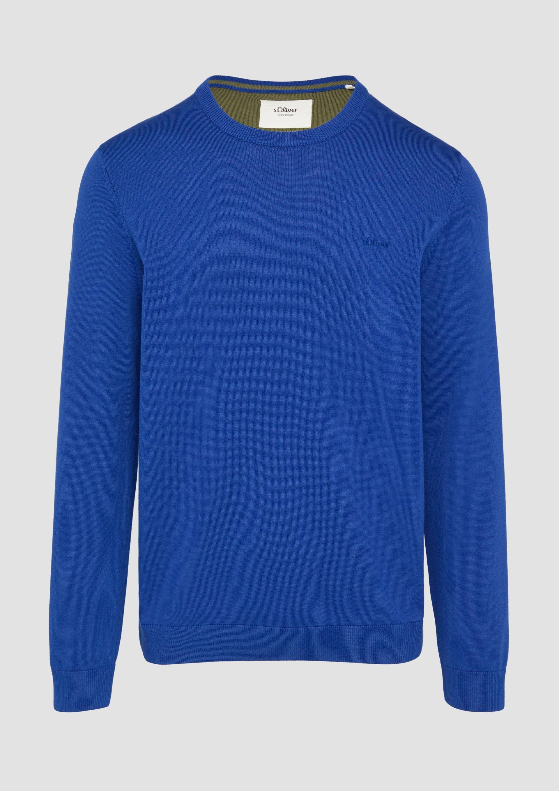 s.Oliver - Strickpullover mit Logo-Stickerei, Herren, blau von s.Oliver