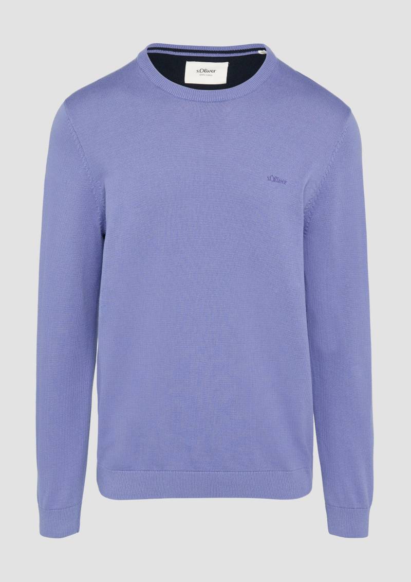 s.Oliver - Strickpullover mit Logo-Stickerei, Herren, blau von s.Oliver